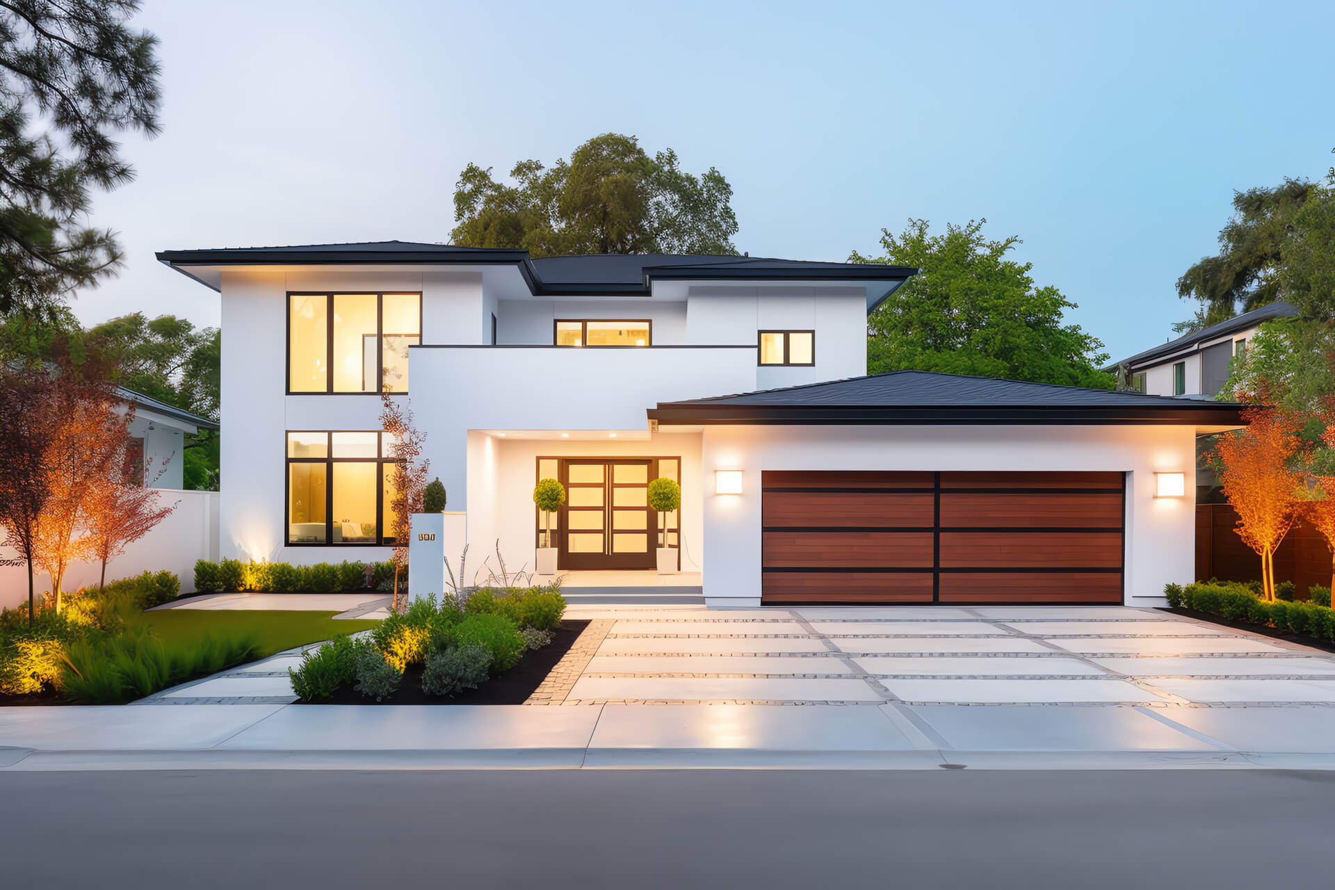exterior front new modern american house.min